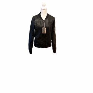 CI Sono by Cavalini black 100% vegan leather bomber jacket size XL